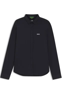 Regular-fit stretch jersey shirt with logo