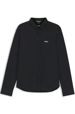 Regular-fit stretch jersey shirt with logo