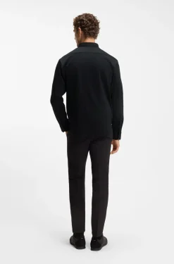 Regular-fit stretch jersey shirt with logo