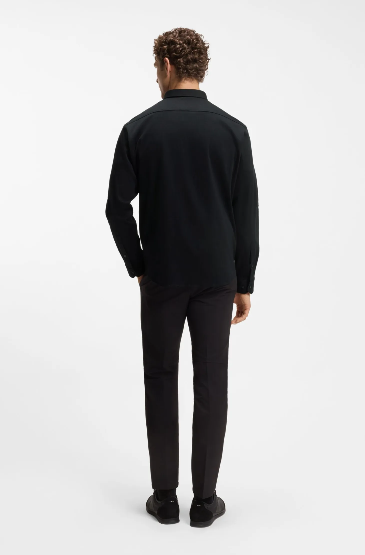 Regular-fit stretch jersey shirt with logo