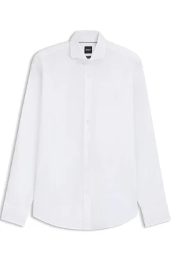 Regular-fit stretch-twill formal business shirt