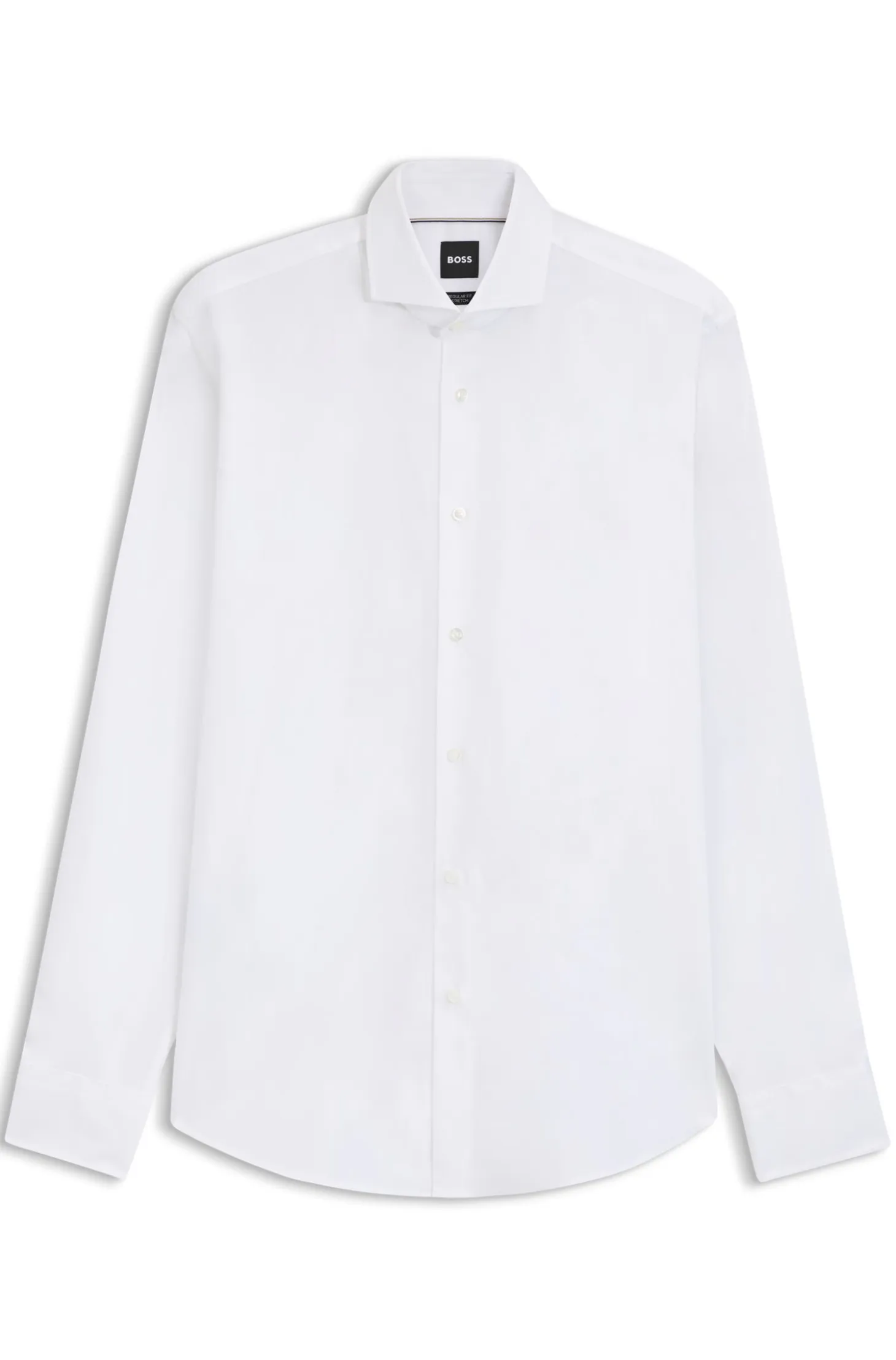Regular-fit stretch-twill formal business shirt