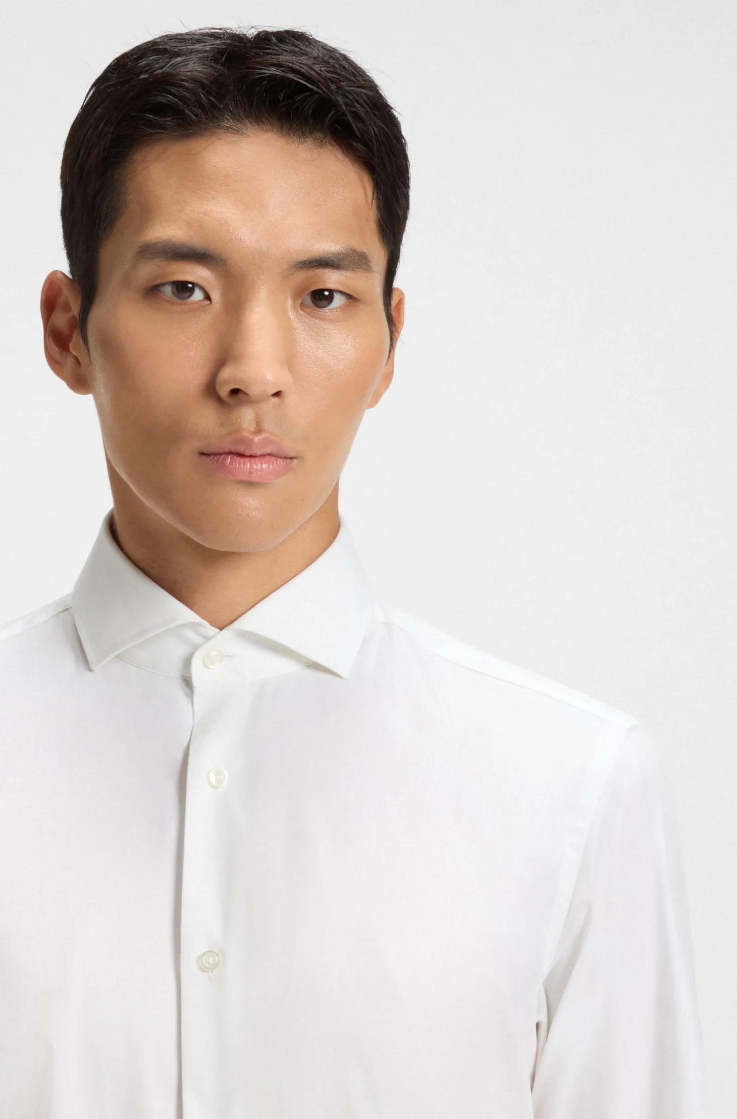 Regular-fit stretch-twill formal business shirt