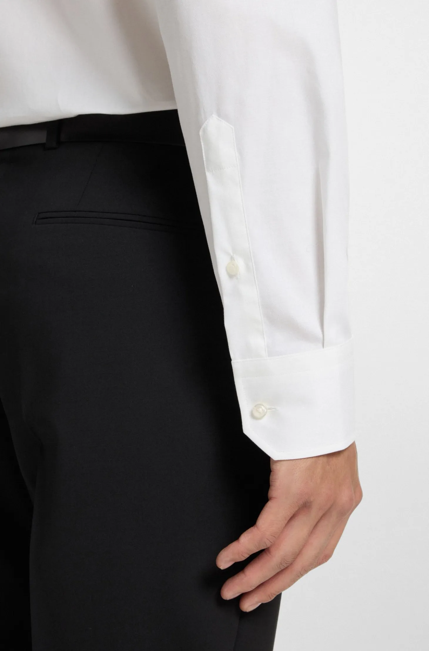 Regular-fit stretch-twill formal business shirt