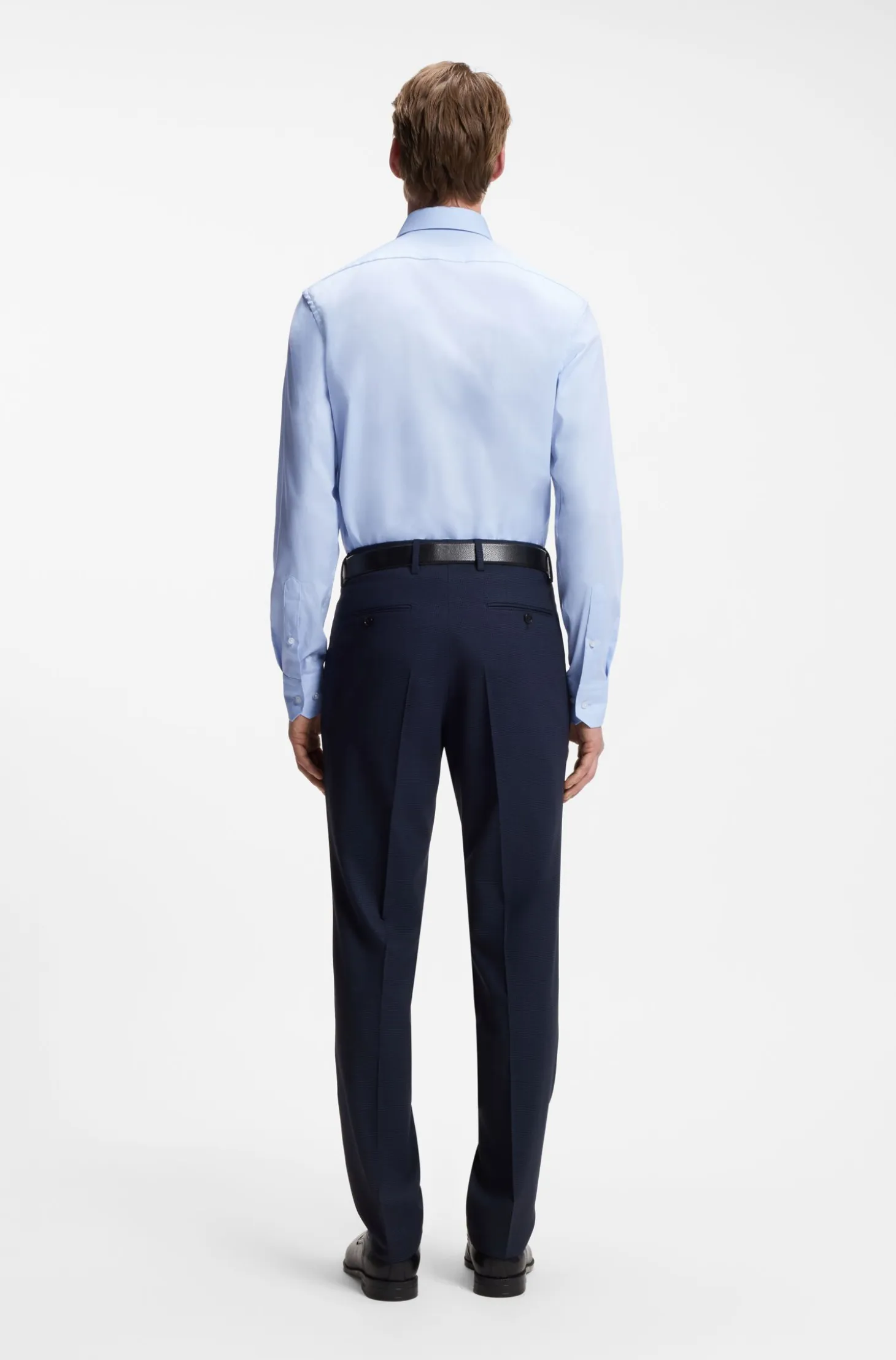 Regular-fit stretch-twill formal business shirt