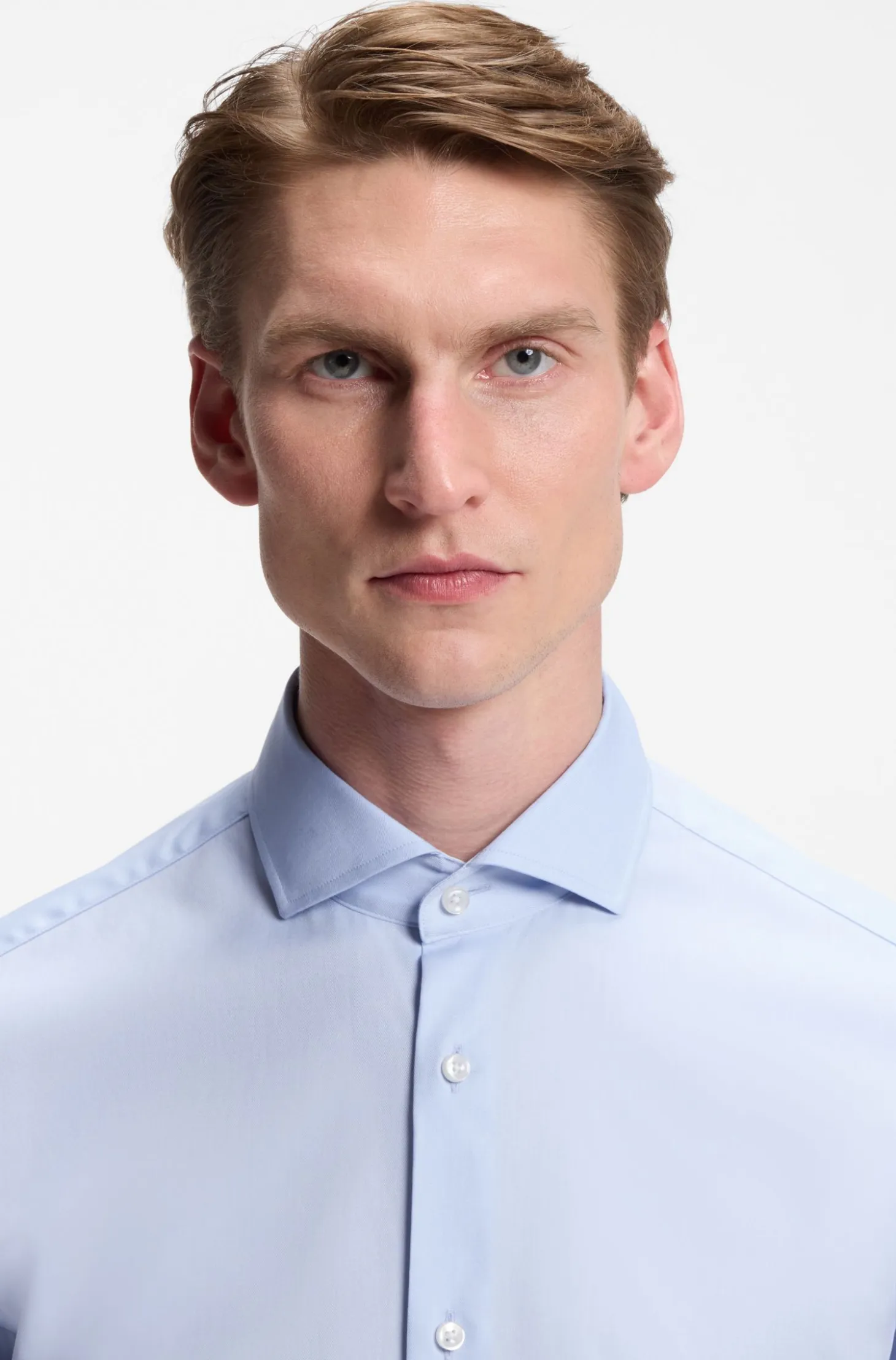 Regular-fit stretch-twill formal business shirt
