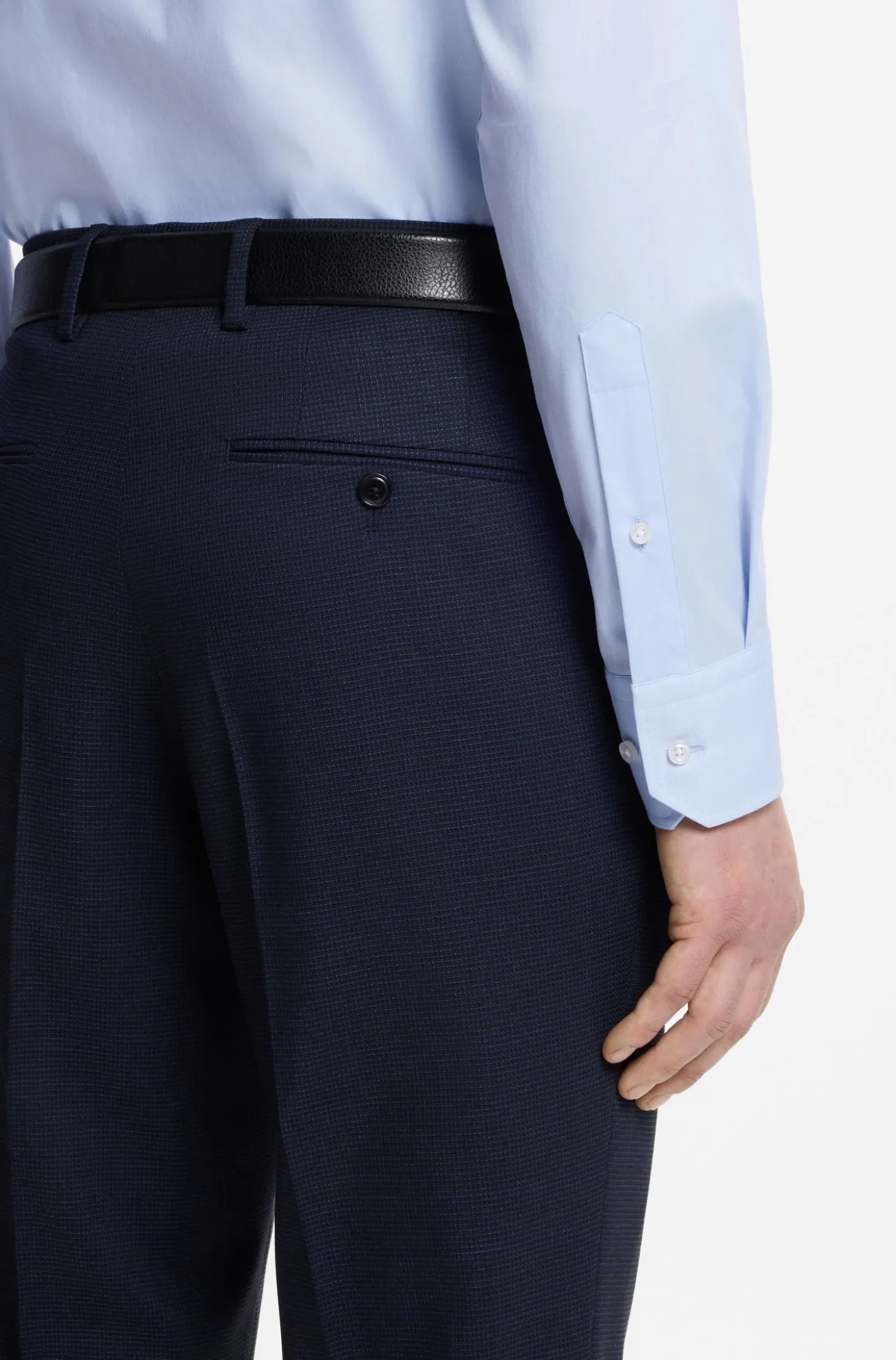 Regular-fit stretch-twill formal business shirt