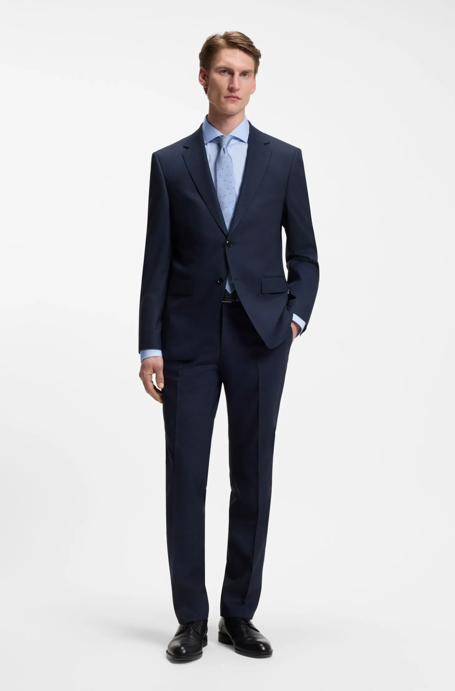 Regular-fit stretch-twill formal business shirt