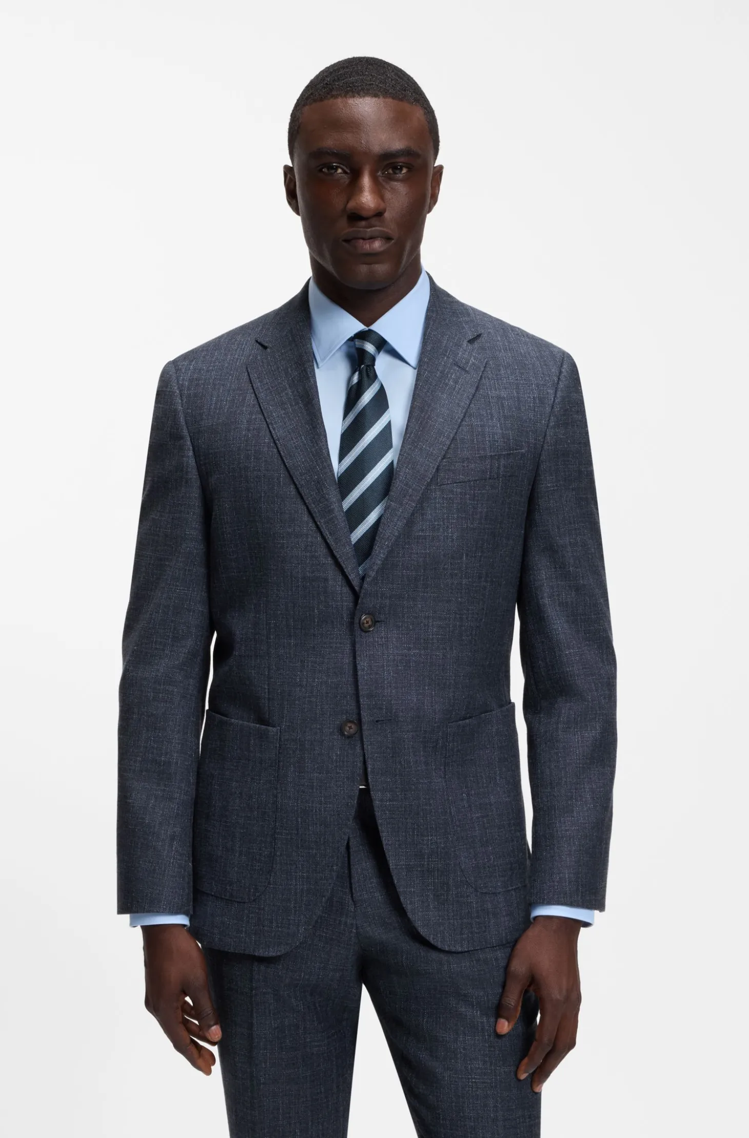 Regular-fit suit jacket in a patterned wool blend