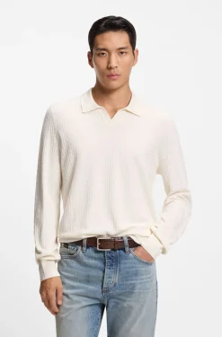 Regular-fit sweater in jacquard-knitted silk