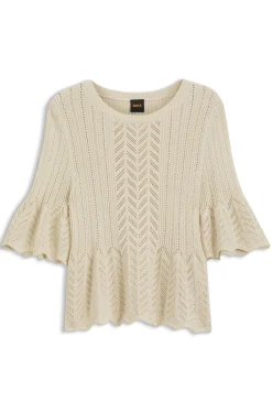 Regular-fit sweater with open-knit structure