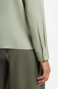 Regular-fit tailored blouse in stretch silk