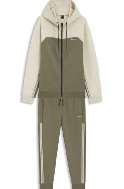 Regular-fit tracksuit in stretch cotton