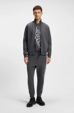 Regular-fit tracksuit set in stretch cotton with striped trims