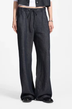 Regular-fit trousers in lightweight denim with drawstring waist