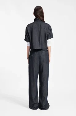 Regular-fit trousers in lightweight denim with drawstring waist