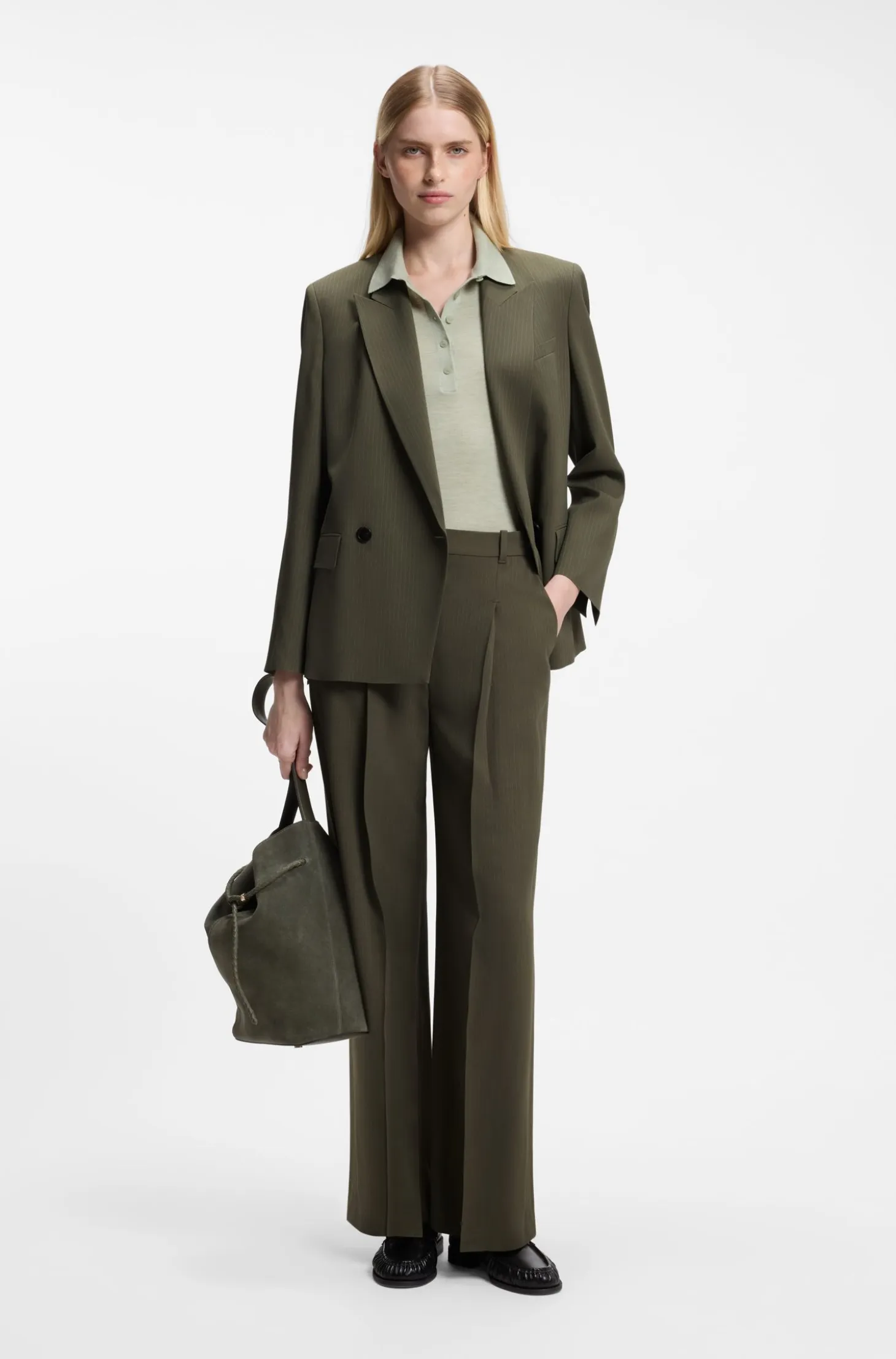 Regular-fit trousers in pinstripe stretch crepe
