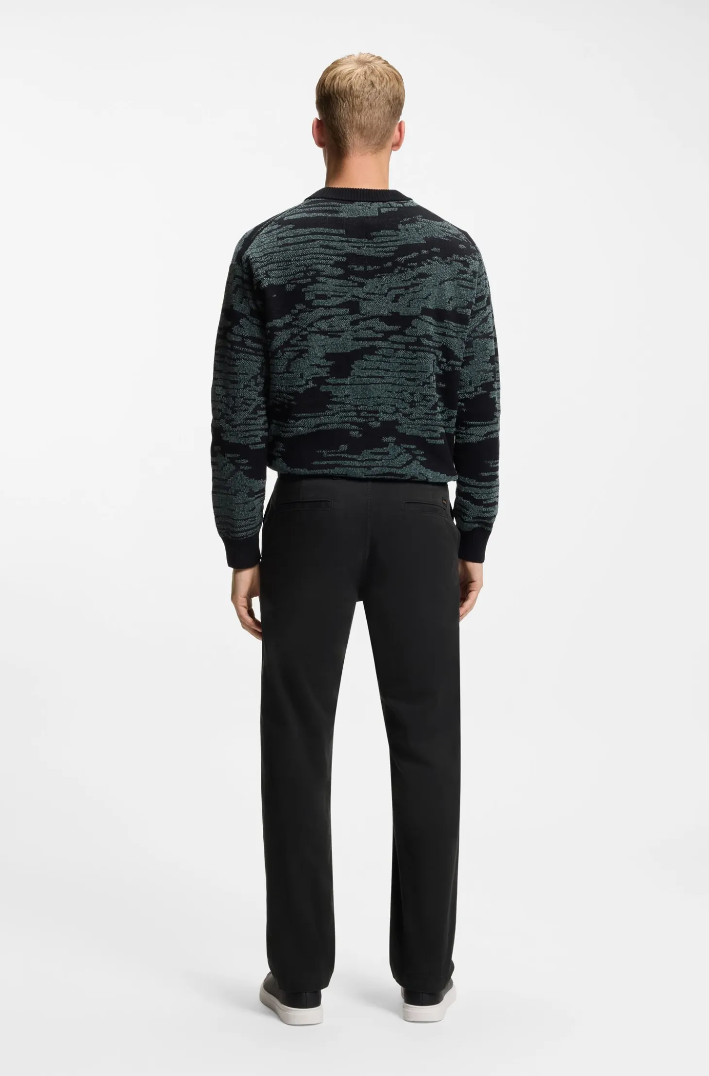 Regular-fit trousers in stretch-cotton satin