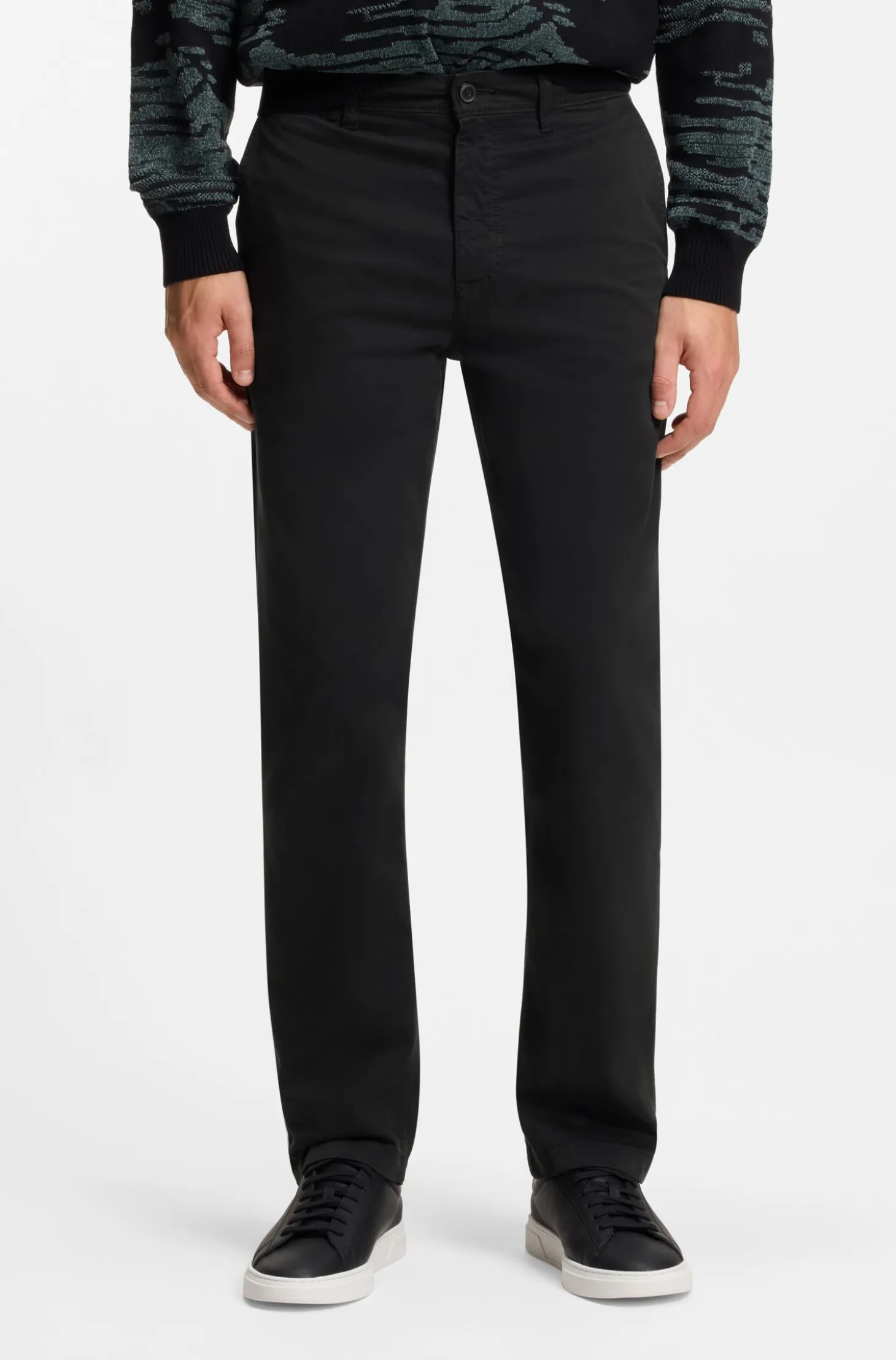 Regular-fit trousers in stretch-cotton satin