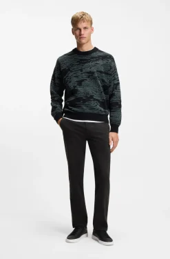 Regular-fit trousers in stretch-cotton satin