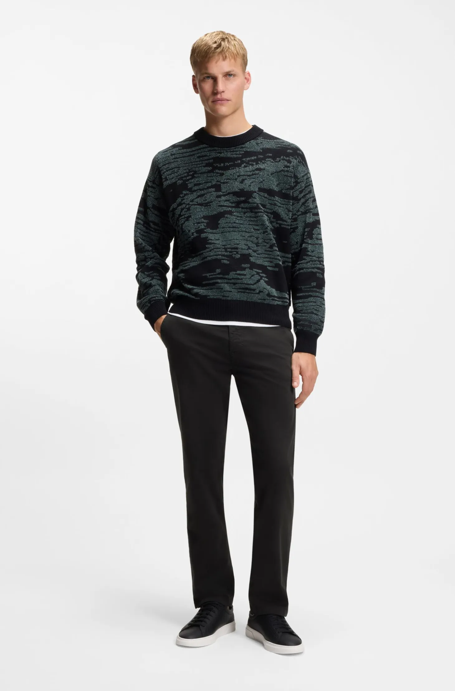 Regular-fit trousers in stretch-cotton satin