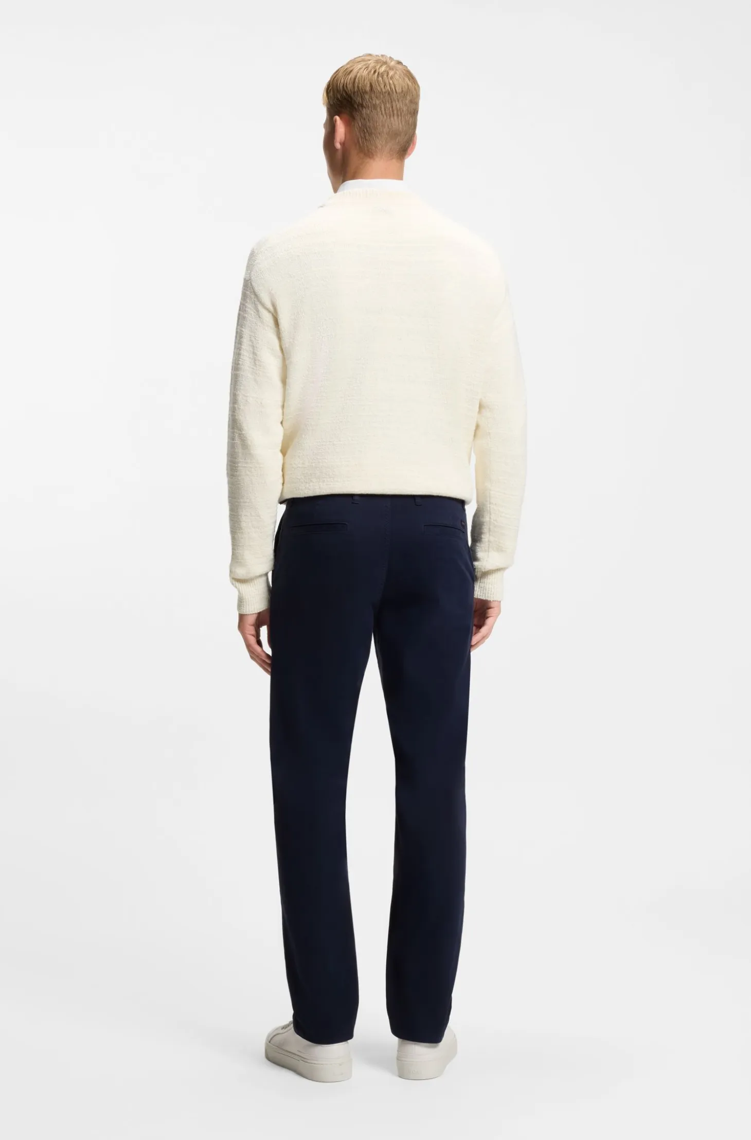 Regular-fit trousers in stretch-cotton satin