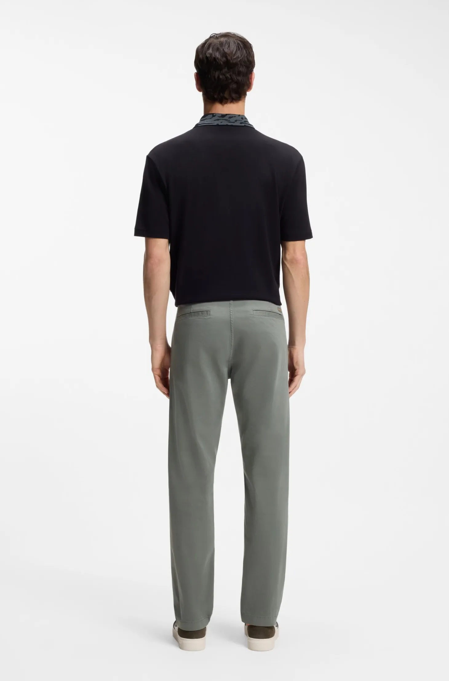 Regular-fit trousers in stretch-cotton satin