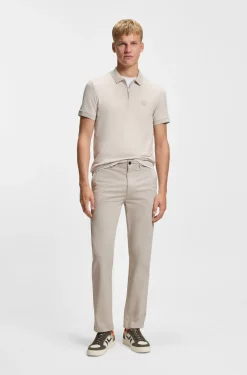 Regular-fit trousers in stretch-cotton satin
