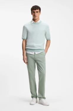 Regular-fit trousers in stretch-cotton satin