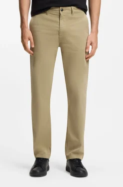 Regular-fit trousers in stretch-cotton satin