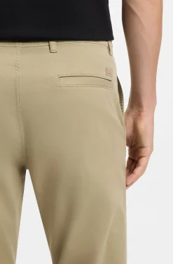 Regular-fit trousers in stretch-cotton satin