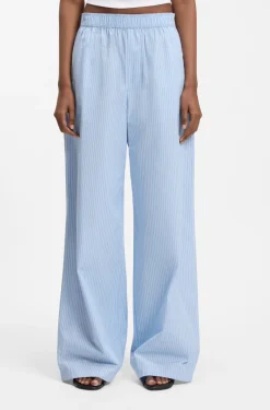 Regular-fit trousers in striped cotton poplin