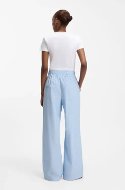 Regular-fit trousers in striped cotton poplin