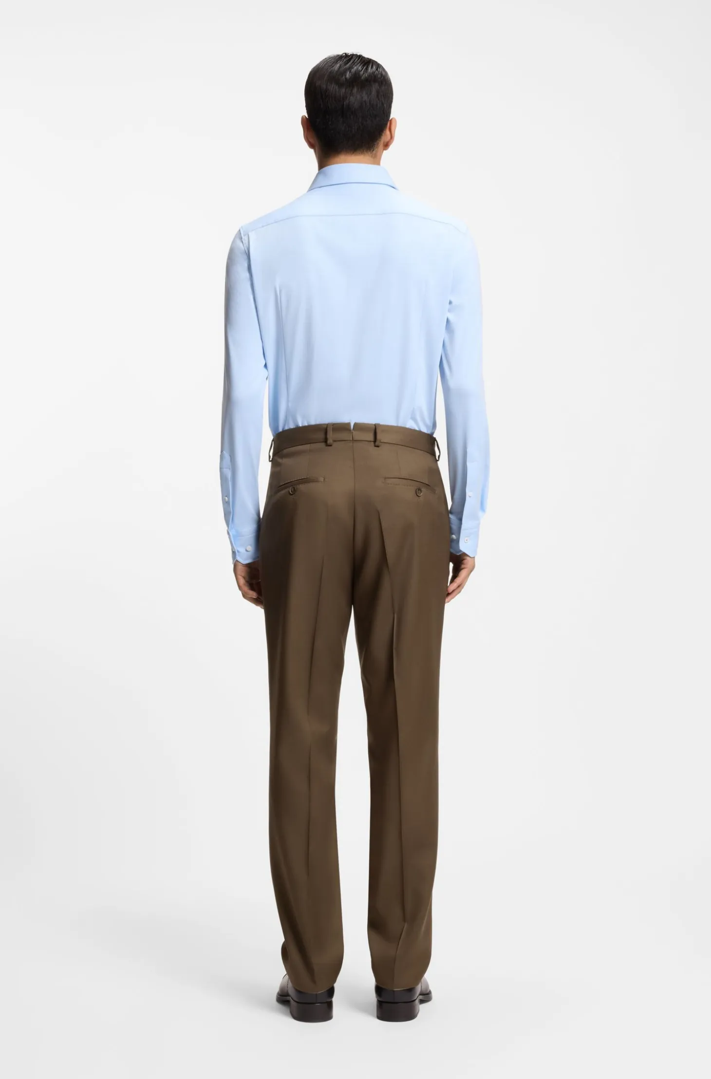 Regular-fit trousers in virgin and textured wool