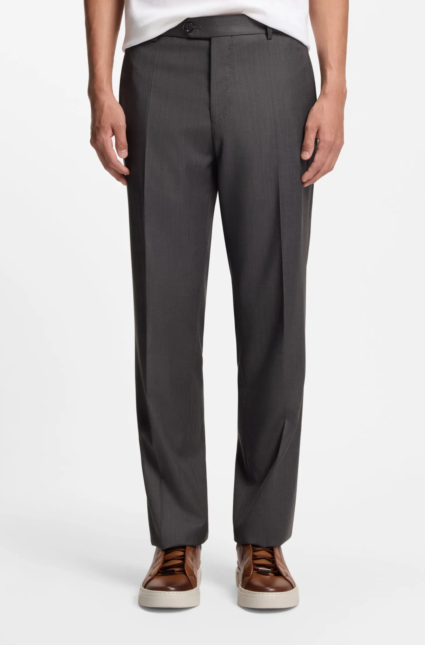 Regular-fit trousers in water-repellent virgin wool