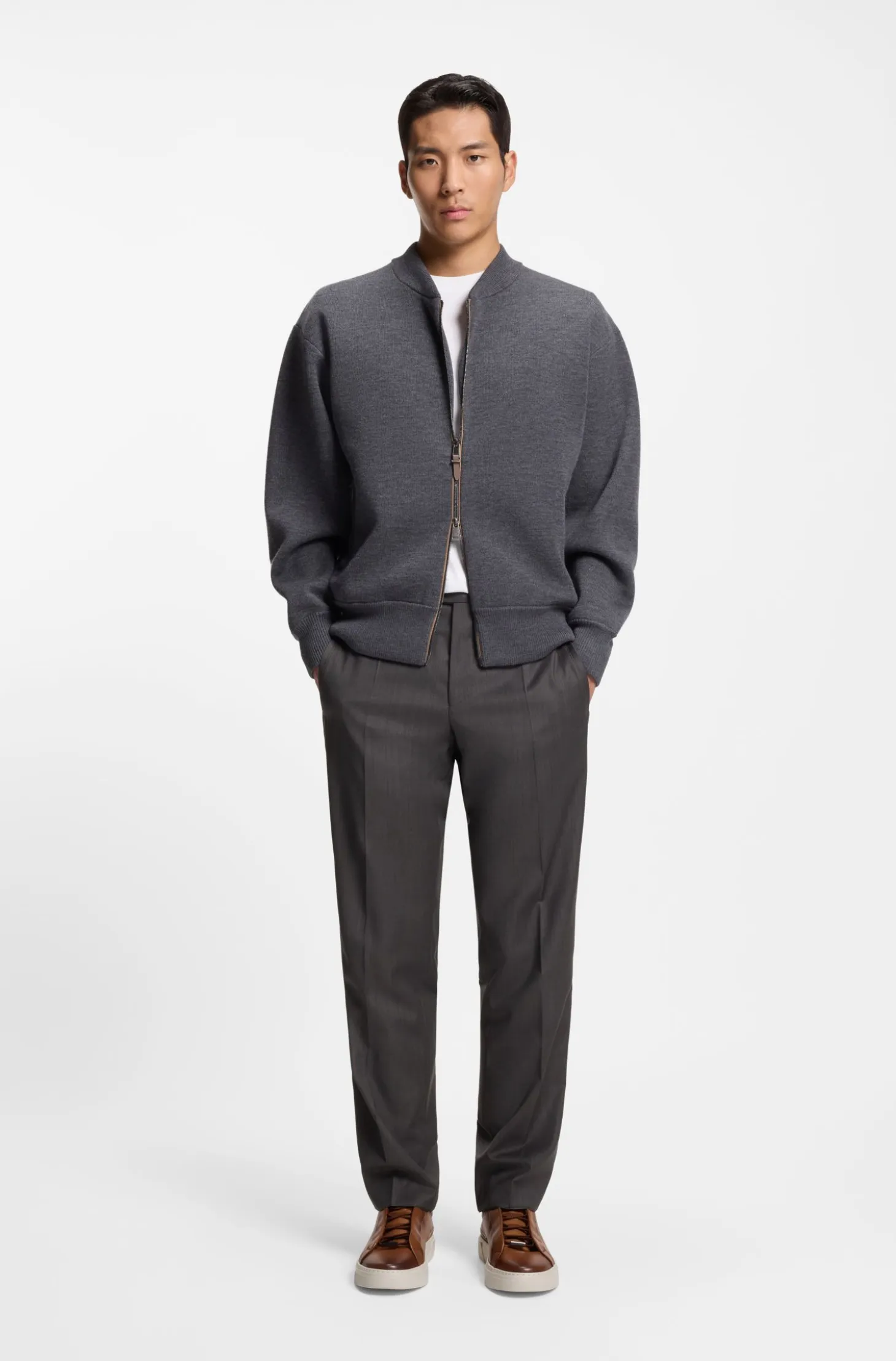 Regular-fit trousers in water-repellent virgin wool