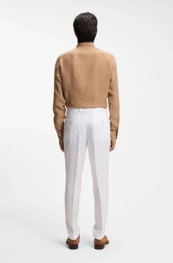 Regular-fit trousers in wrinkle-resistant linen