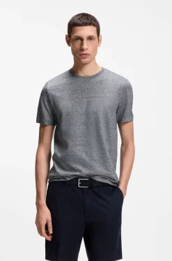 Regular-fit T-shirt in cotton and linen