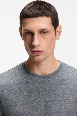 Regular-fit T-shirt in cotton and linen