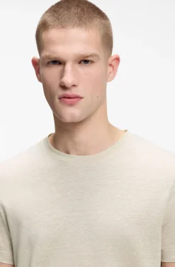 Regular-fit T-shirt in cotton and linen
