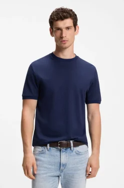 Regular-fit T-shirt in cotton-silk jacquard