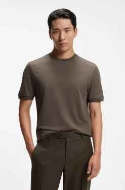 Regular-fit T-shirt in cotton-silk jacquard