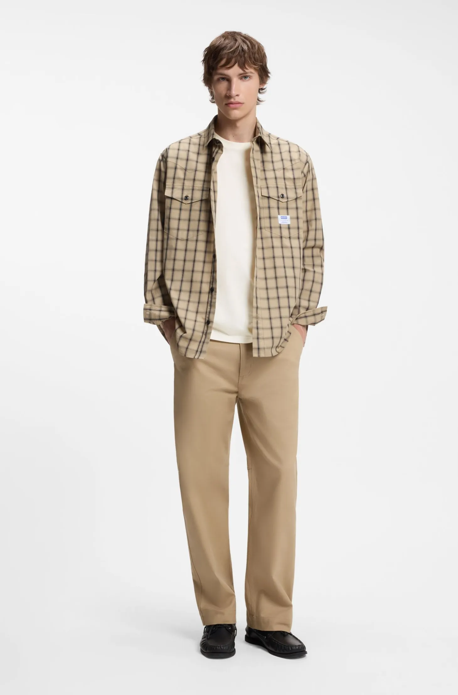 Regular-fit T-shirt in cotton with jeans-button print