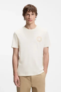Regular-fit T-shirt in cotton with jeans-button print