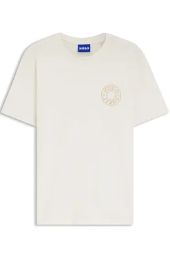 Regular-fit T-shirt in cotton with jeans-button print