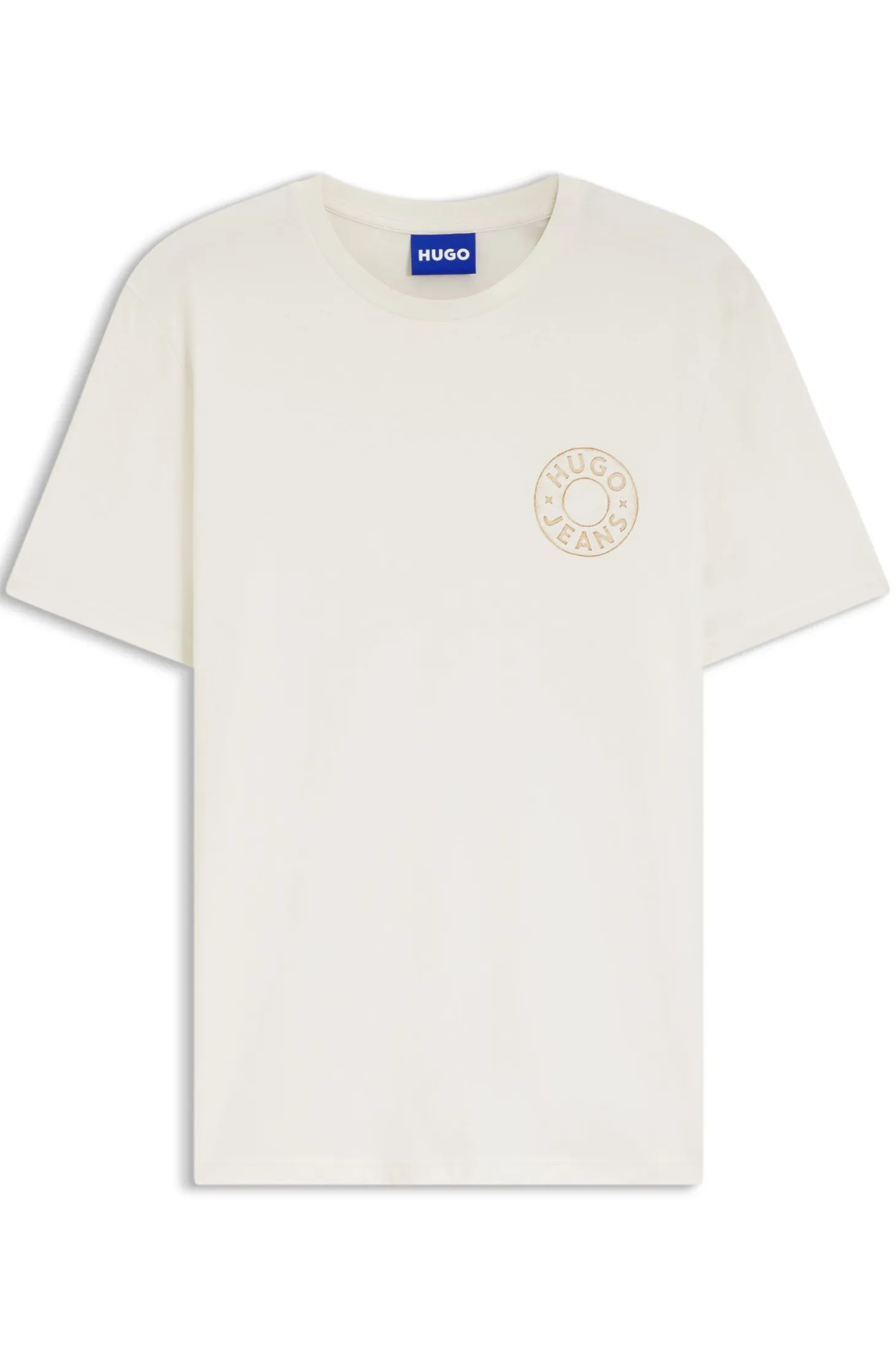 Regular-fit T-shirt in cotton with jeans-button print