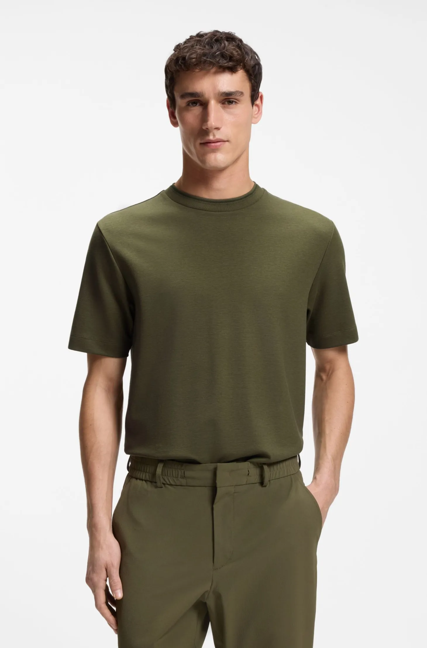Regular-fit T-shirt in stretch cotton blend