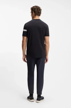 Regular-fit T-shirt in stretch cotton with logo stripe