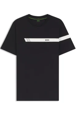 Regular-fit T-shirt in stretch cotton with logo stripe