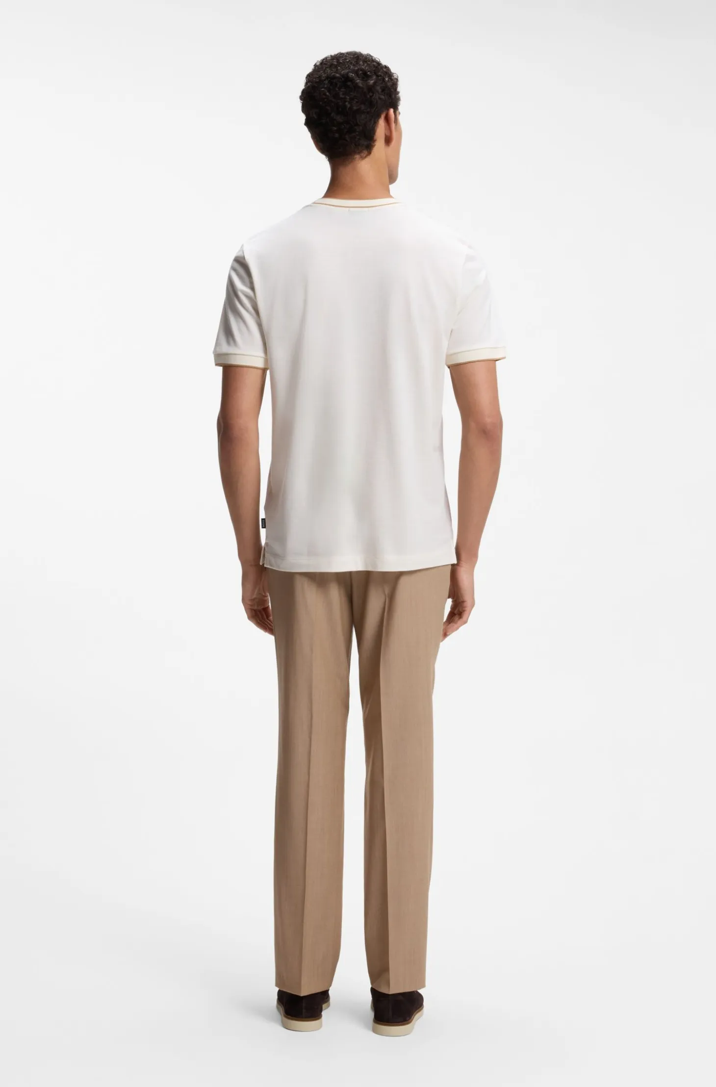 Regular-fit T-shirt in structured cotton with tipping details